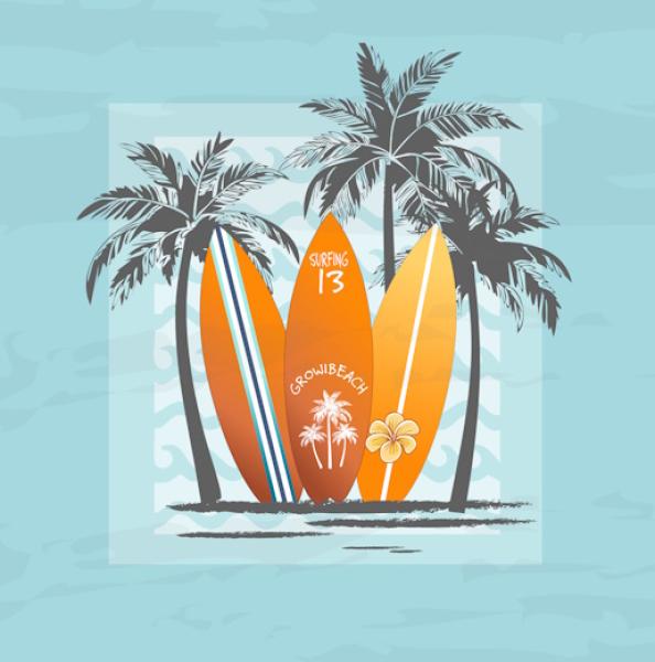 GroWidesign - beachSurfbretter Panel 75cm türkis - BIO Jersey